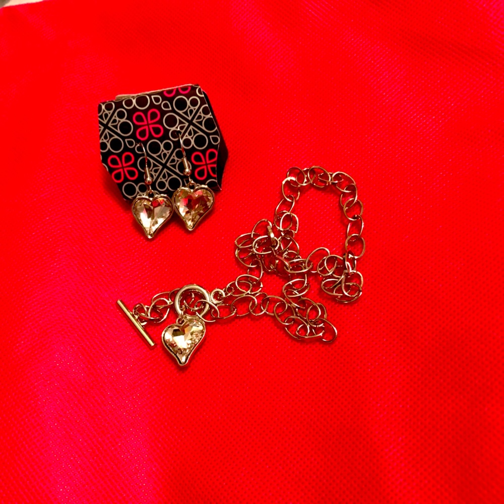 Toggle Necklace and Earring Set NWT Crystal Hearts